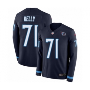 Youth Nike Tennessee Titans #71 Dennis Kelly Limited Navy Blue Therma Long Sleeve NFL Jersey