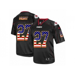 Men Nike Kansas City Chiefs #27 Kareem Hunt Elite Black USA Flag Fashion NFL Jersey