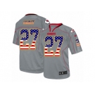 Men Nike Kansas City Chiefs #27 Kareem Hunt Elite Grey USA Flag Fashion NFL Jersey