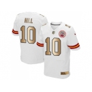 Nike Kansas City Chiefs #10 Tyreek Hill White Men's Stitched NFL Elite Gold Jersey