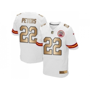 Nike Kansas City Chiefs #22 Marcus Peters White Men's Stitched NFL Elite Gold Jersey