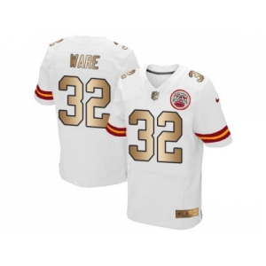 Nike Kansas City Chiefs #32 Spencer Ware White Men's Stitched NFL Elite Gold Jersey