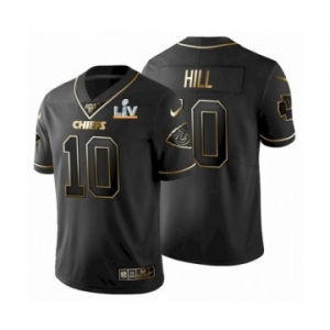 Kansas City Chiefs #10 Tyreek Hill Black Golden Super Bowl LV Jersey