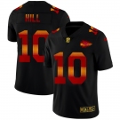 Kansas City Chiefs #10 Tyreek Hill Men's Black Nike Red Orange Stripe Vapor Limited NFL Jersey