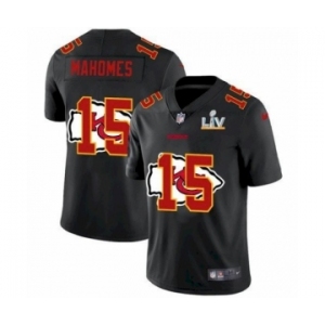 Kansas City Chiefs #15 Patrick Mahomes Black 2021 Shadow Logo Bowl LV Jersey