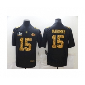 Kansas City Chiefs #15 Patrick Mahomes Black Leopard Super Bowl LV Jersey