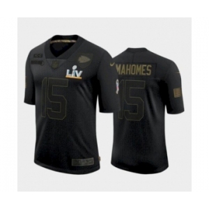 Kansas City Chiefs #15 Patrick Mahomes Black Salute to Service Bowl LV Jersey