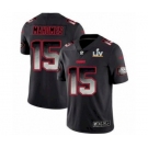 Kansas City Chiefs #15 Patrick Mahomes Black Smoke Bowl LV Jersey