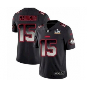 Kansas City Chiefs #15 Patrick Mahomes Black Smoke Bowl LV Jersey