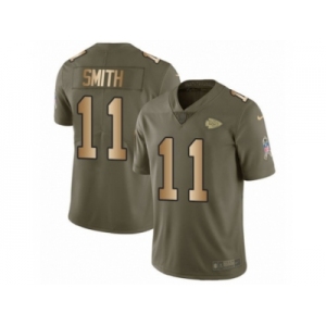 Men Nike Kansas City Chiefs #11 Alex Smith Limited Olive Gold 2017 Salute to Service NFL Jersey