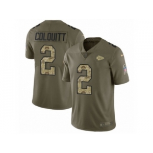 Men Nike Kansas City Chiefs #2 Dustin Colquitt Limited Olive Camo 2017 Salute to Service NFL Jersey