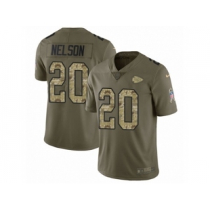 Men Nike Kansas City Chiefs #20 Steven Nelson Limited Olive Camo 2017 Salute to Service NFL Jersey