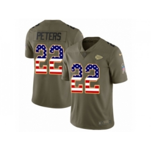 Men Nike Kansas City Chiefs #22 Marcus Peters Limited Olive USA Flag 2017 Salute to Service NFL Jersey