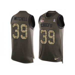 Men Nike Kansas City Chiefs #39 Terrance Mitchell Limited Green Salute to Service Tank Top NFL Jersey