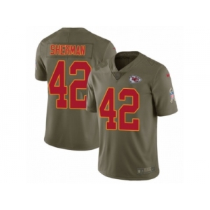 Men Nike Kansas City Chiefs #42 Anthony Sherman Limited Olive 2017 Salute to Service NFL Jersey