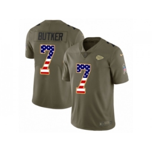 Men Nike Kansas City Chiefs #7 Harrison Butker Limited Olive USA Flag 2017 Salute to Service NFL Jersey