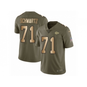 Men Nike Kansas City Chiefs #71 Mitchell Schwartz Limited Olive Gold 2017 Salute to Service NFL Jersey