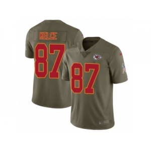 Men Nike Kansas City Chiefs #87 Travis Kelce Limited Olive 2017 Salute to Service NFL Jersey