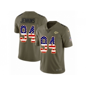 Men Nike Kansas City Chiefs #94 Jarvis Jenkins Limited Olive USA Flag 2017 Salute to Service NFL Jersey