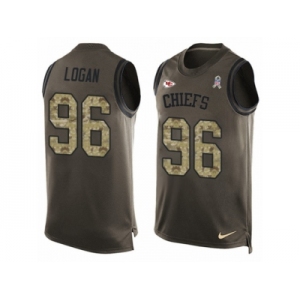 Men Nike Kansas City Chiefs #96 Bennie Logan Limited Green Salute to Service Tank Top NFL Jersey