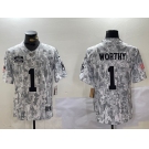 Men's Kansas City Chiefs #1 Xavier Worthy Arctic Camo 2024 FUSE Salute to Service Limited Stitched Jersey