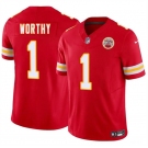 Men's Kansas City Chiefs #1 Xavier Worthy Red 2024 Draft F.U.S.E. Vapor Untouchable Limited Football Stitched Jersey