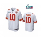 Men’s Kansas City Chiefs #10 Isaih Pacheco White Super Bowl LVII Patch Stitched Game Jersey