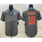 Men's Kansas City Chiefs #10 Isiah Pacheco Grey With Super Bowl LVII Patch Cool Base Stitched Baseball Jersey