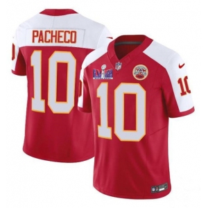 Men’s Kansas City Chiefs #10 Isiah Pacheco Red White 2024 F.U.S.E. Super Bowl LVIII Patch Vapor Untouchable Limited Football Stitched Jersey