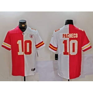 Men's Kansas City Chiefs #10 Isiah Pacheco Red White Split Vapor Limited Stitched Jersey