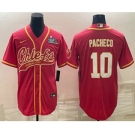 Men's Kansas City Chiefs #10 Isiah Pacheco Red With Super Bowl LVII Patch Cool Base Stitched Baseball Jersey