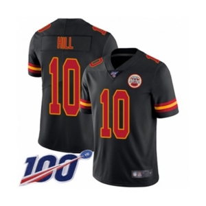 Men's Kansas City Chiefs #10 Tyreek Hill Limited Black Rush Vapor Untouchable 100th Season Football Jersey