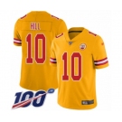 Men's Kansas City Chiefs #10 Tyreek Hill Limited Gold Inverted Legend 100th Season Football Jersey