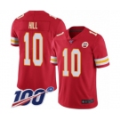 Men's Kansas City Chiefs #10 Tyreek Hill Red Team Color Vapor Untouchable Limited Player 100th Season Football Jersey