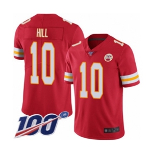 Men's Kansas City Chiefs #10 Tyreek Hill Red Team Color Vapor Untouchable Limited Player 100th Season Football Jersey