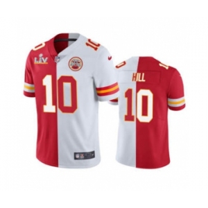 Men's Kansas City Chiefs #10 Tyreek Hill Red White 2021 Super Bowl LV Vapor Limited Stitched Football Jersey