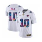 Men's Kansas City Chiefs #10 Tyreek Hill White Multi-Color 2020 Football Crucial Catch Limited Football Jersey