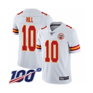 Men's Kansas City Chiefs #10 Tyreek Hill White Vapor Untouchable Limited Player 100th Season Football Jersey