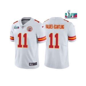 Men's Kansas City Chiefs #11 Marquez Valdes-Scantling White Super Bowl LVII Patch Vapor Untouchable Limited Stitched Jersey