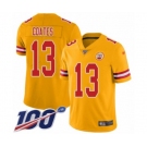 Men's Kansas City Chiefs #13 Sammie Coates Limited Gold Inverted Legend 100th Season Football Jersey