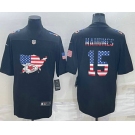 Men's Kansas City Chiefs #15 Patrick Mahomes 2022 USA Map Fashion Black Color Rush Stitched Nike Limited Jersey