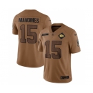 Men’s Kansas City Chiefs #15 Patrick Mahomes 2023 Brown Salute To Service Limited Football Stitched Jersey