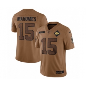 Men’s Kansas City Chiefs #15 Patrick Mahomes 2023 Brown Salute To Service Limited Football Stitched Jersey