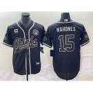 Men's Kansas City Chiefs #15 Patrick Mahomes Black C Patch Cool Base Stitched Baseball Jersey