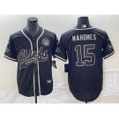 Men's Kansas City Chiefs #15 Patrick Mahomes Black Cool Base Stitched Baseball Jersey