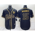 Men's Kansas City Chiefs #15 Patrick Mahomes Black Gold Super Bowl LVII Cool Base Stitched Baseball Jersey