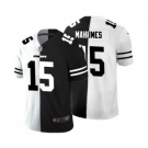 Men's Kansas City Chiefs #15 Patrick Mahomes Black V White Peace Split Vapor Untouchable Limited Football Jersey