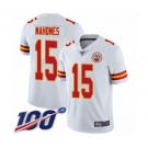 Men's Kansas City Chiefs #15 Patrick Mahomes II White Vapor Untouchable Limited Player 100th Season Football Jersey