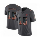 Men's Kansas City Chiefs #15 Patrick Mahomes Limited Black USA Flag 2019 Salute To Service Football Jersey