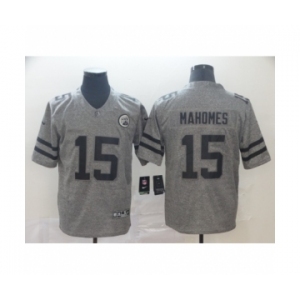 Men's Kansas City Chiefs #15 Patrick Mahomes Limited Gray Rush Gridiron Football Jersey